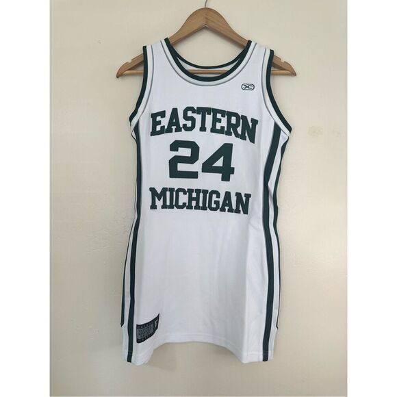 Michigan Green and White Gervin Jersey Dress Size Medium - Picture 1 of 6
